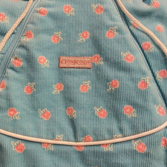 Vintage Oshkosh Corduroy Aqua Blue Floral Baby Infant Snowsuit Bunting USA HTF - Picture 8 of 8